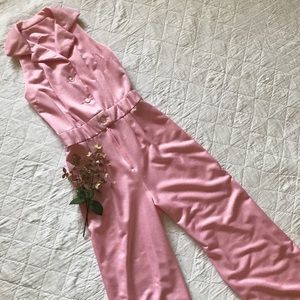 1970s Handmade Silky Pink Jumpsuit